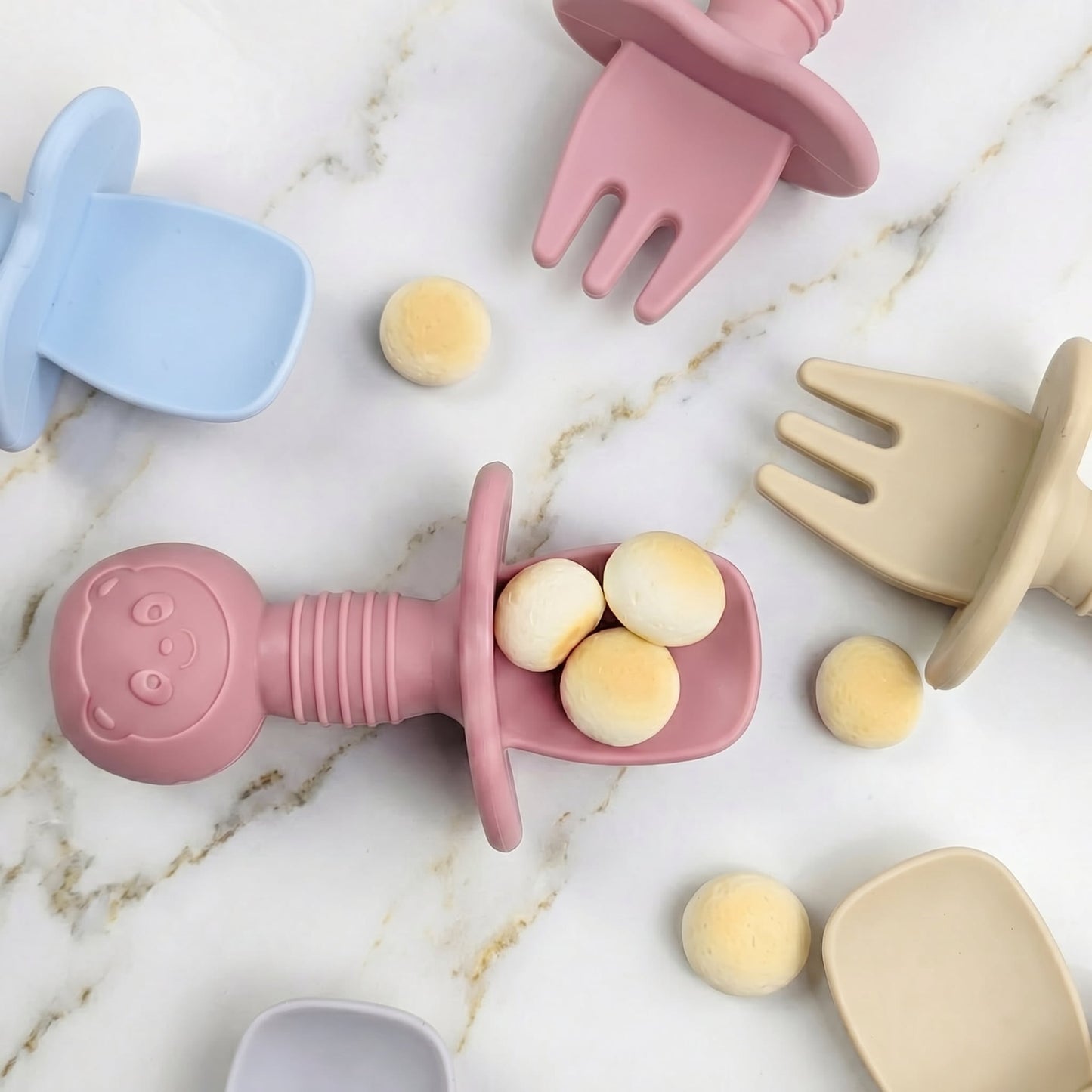 Cubiertos bebé BLW | Primeras comidas silicona