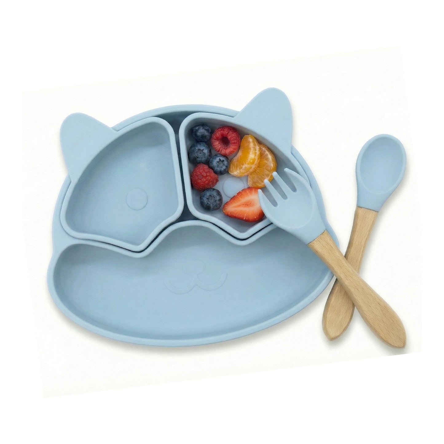 Plato de silicona para bebé antideslizante con cubiertos | BLW
