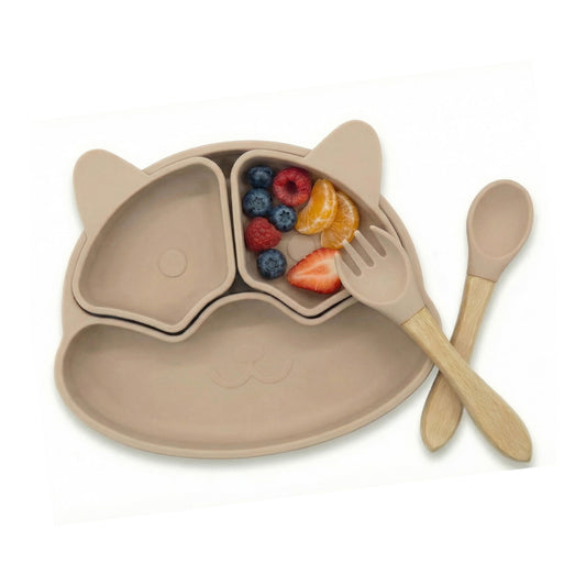 Plato BLW antideslizante con cubiertos | Silicona bebé