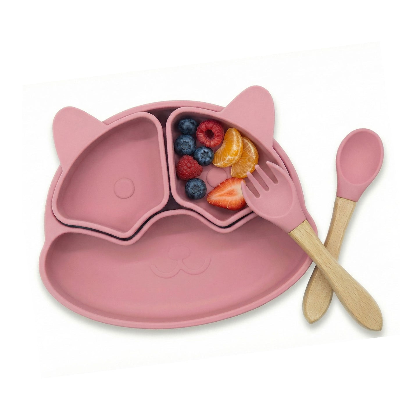 Plato de silicona para bebé antideslizante con cubiertos | BLW