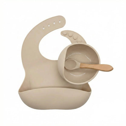 Babero bebé con cuenco y cuchara de silicona | Set Primeras Comidas