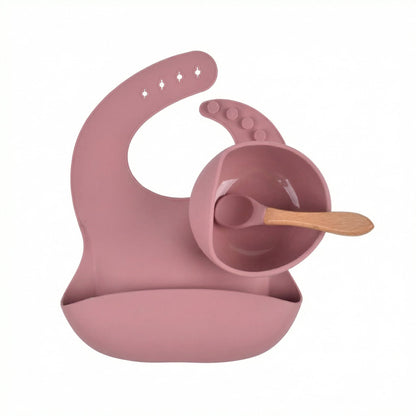 Babero bebé con cuenco y cuchara de silicona | Set Primeras Comidas